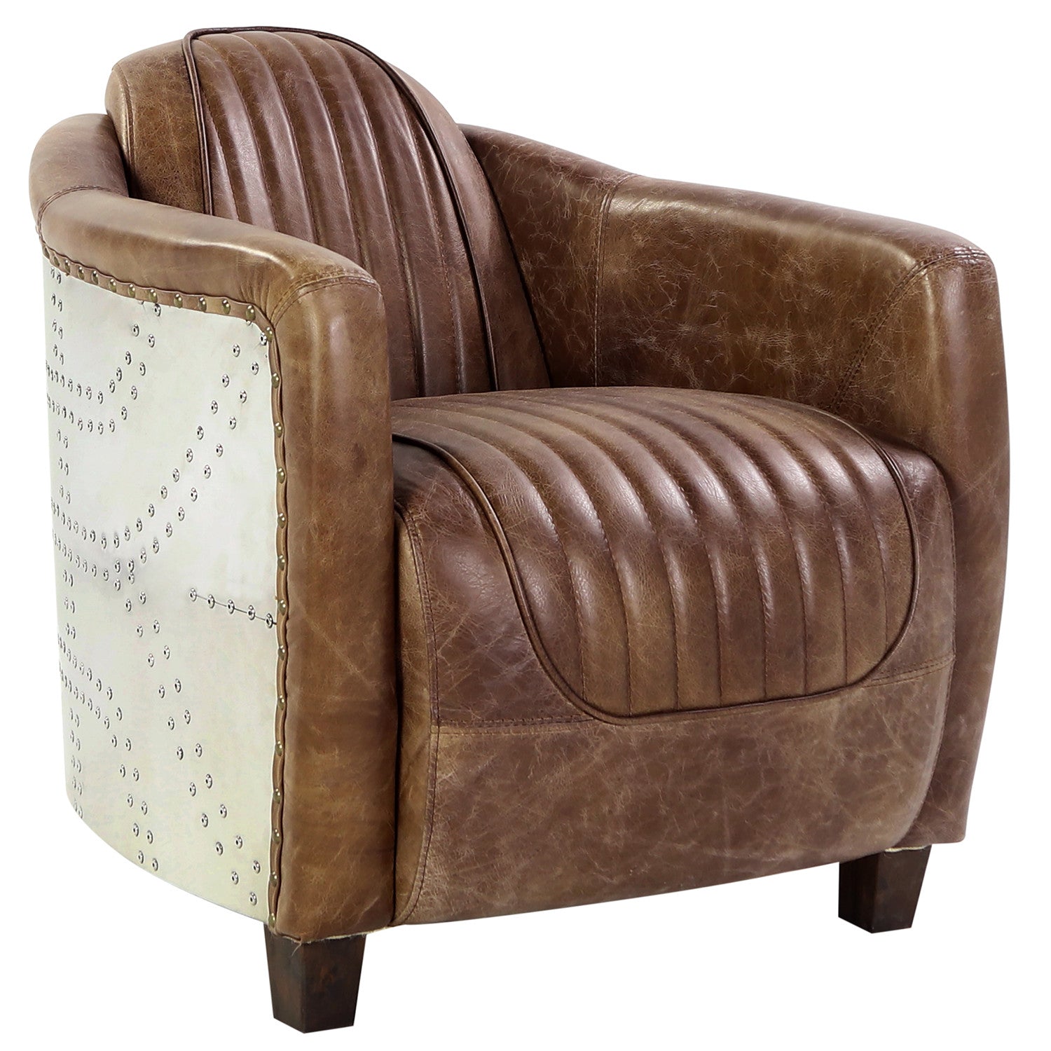 Lance Top Grain Leather & Aluminum Chair
